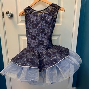 Revolution Dancewear Blue Costume With Tulle Skirt Size SA